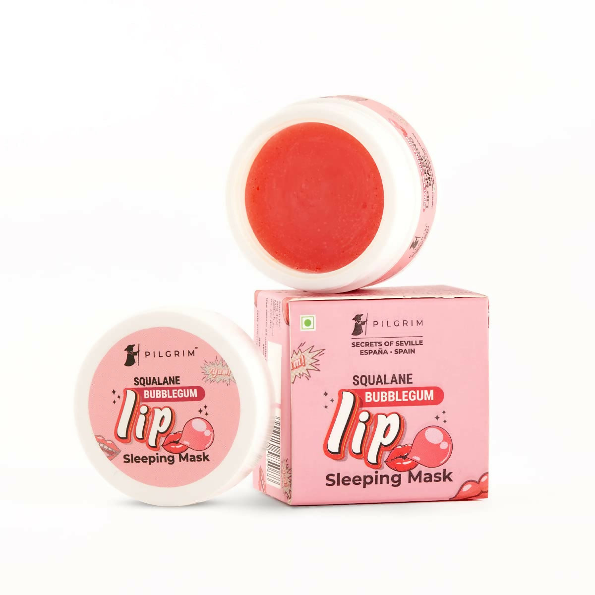 Pilgrim Spanish Lip Sleeping Mask (Bubblegum) with Shea Butter & Pomegranate For Hydrated & Soft Lips - Pilgrim