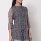 Myshka Women's Beautiful Organza Printed Printed 3/4 Sleeve Round Neck Casual Multicolor Tunic