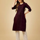 Jyoti Fashion Women's Wine Cotton Blend Embroidered Kurta Pant Set - Swadesiicart