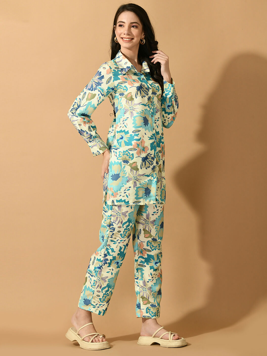 Myshka Women's Multi Printed Shirt With Trousers - Swadesiicart