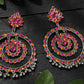 Mominos Fashion Johar Kamal Women's Pink & Orange Kundan Circles Earrings - Swadesiicart
