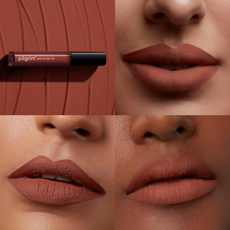 Pilgrim Liquid Matte Lipstick with Hyaluronic Acid - Nude Obsessed - Swadesiicart