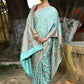 Joban Fashion Aqua Crepe Chiffon Pure Handloom Banarasi Silk Saree | Swadesiicart