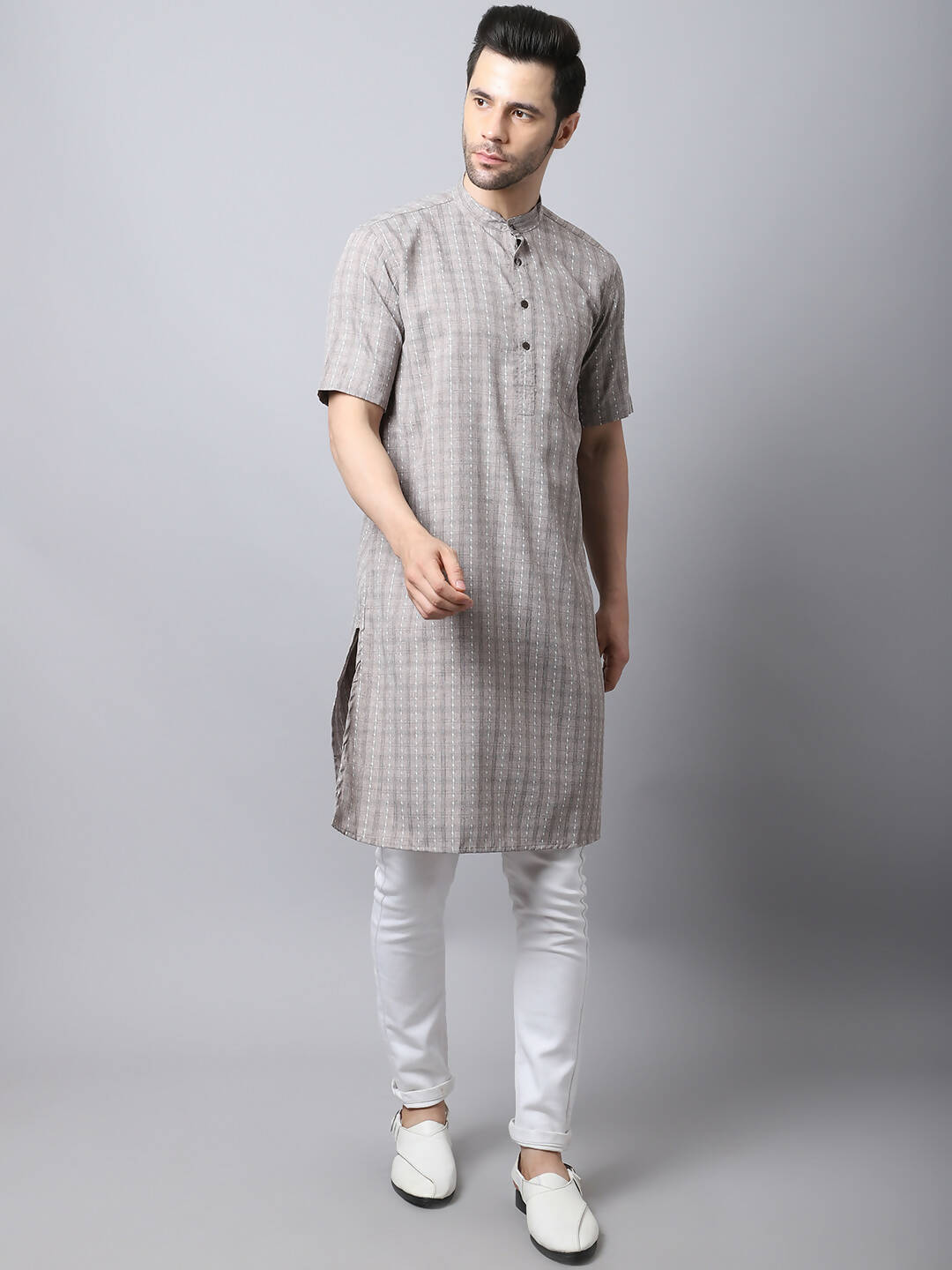 Even Apparels Yellow Pure Cotton Men's Kurta With Band Collar | Swadesiicart