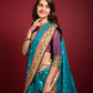 Vishnu Weaves Women's Rama Paithani Silk Zari Woven Saree with Unstitched Blouse - Swadesiicart