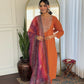 The52 Orange Women's Gorgeous Embroidered Rayon Fabric with Straight Kurta, Pant and Dupatta Set - Swadesiicart