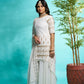 Aayaa Designer Faux Gorgette Embroidery Zari Sequins Thread work Full Flaired plazzo Suit with Dupatta - Off White