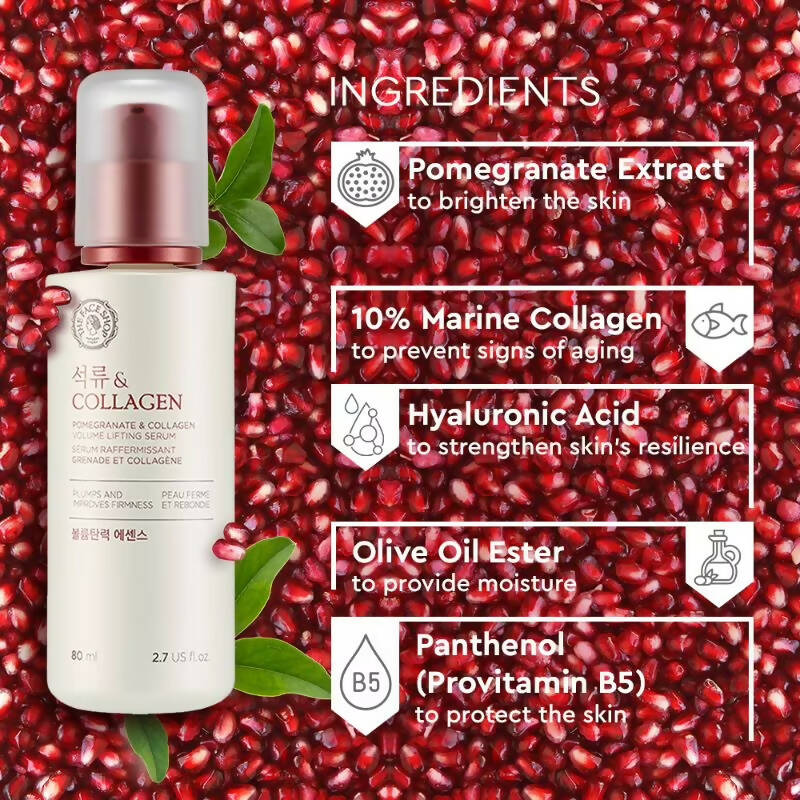 The Face Shop Pomegranate & Collagen Volume Lifting Serum - Korean Skincare | Swadesiicart