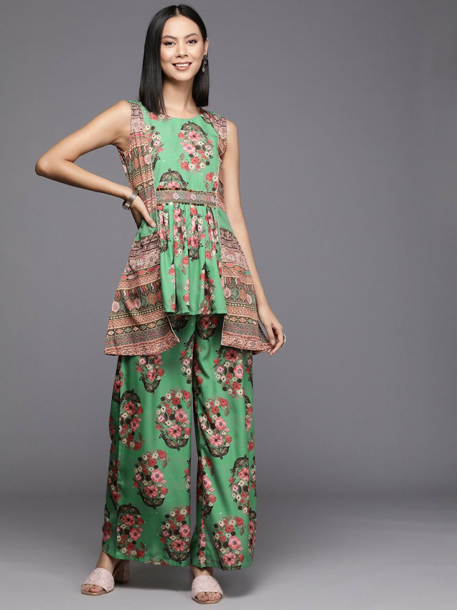 Ahalyaa Women's Traditional Wear Co-ods - Green - Swadesiicart