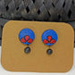 Terracotta Button Studs-Blue