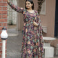 Jyoti Fashion Women's Coffee Faux Georgette Floral Digital Printed Anarkali Dress with Dupatta | Swadesiicart