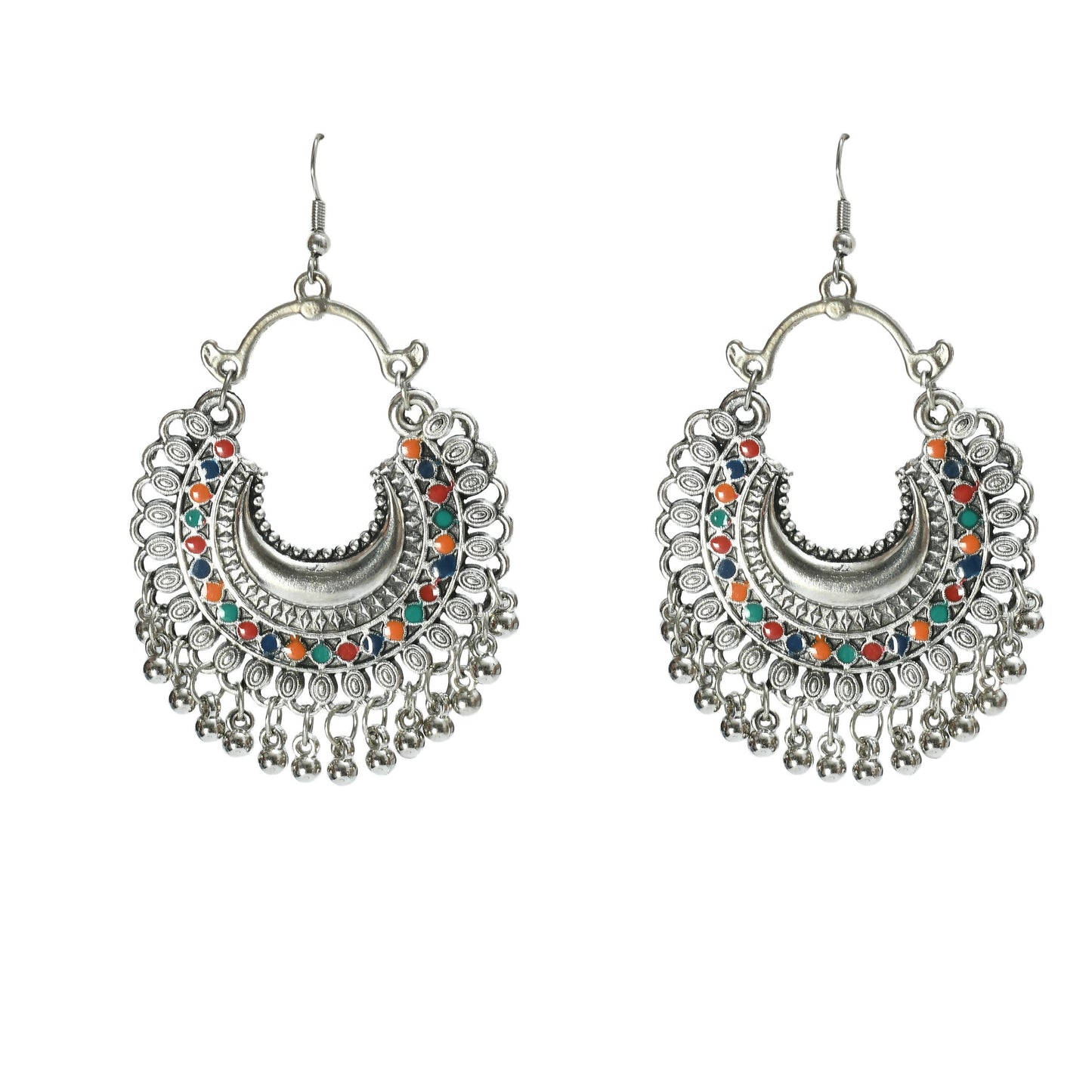 Mominos Fashion Johar Kamal Oxidised Silver-Plated Meena Work Choker Set | Swadesiicart
