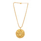 Nuyug 18K Gold-Plated Pearl Embellished Minimal Chain Textured Surface Floral Pendant Necklace | Swadesiicart