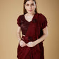 Maroon Imported Crush Solid Ready to Wear Saree with stitched Blouse - Aayan | Swadesiicart
