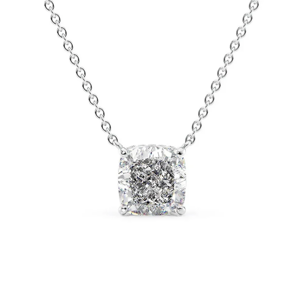 Cauer Elegant 14K White Gold Plated Moissanite Pendant Necklace | Swadesiicart