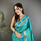 Joban Fashion Sea Green Banarasi Soft Silk Woven Saree | Swadesiicart
