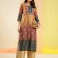Orange Chinon Digital Printed With Hand Work Kurta - Himanshi - Swadesiicart