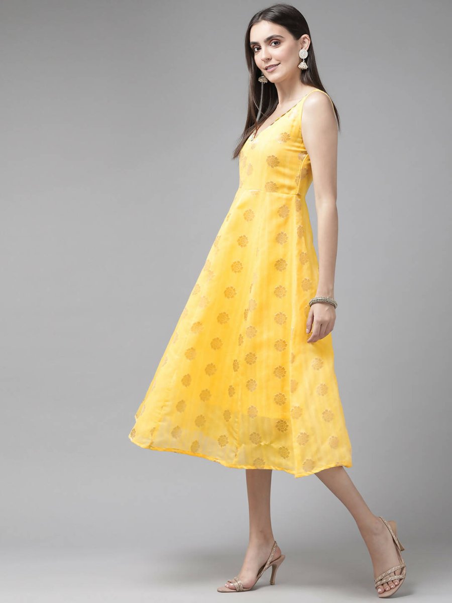 Ahalyaa Women's Traditional wear Dress - Yellow | Swadesiicart