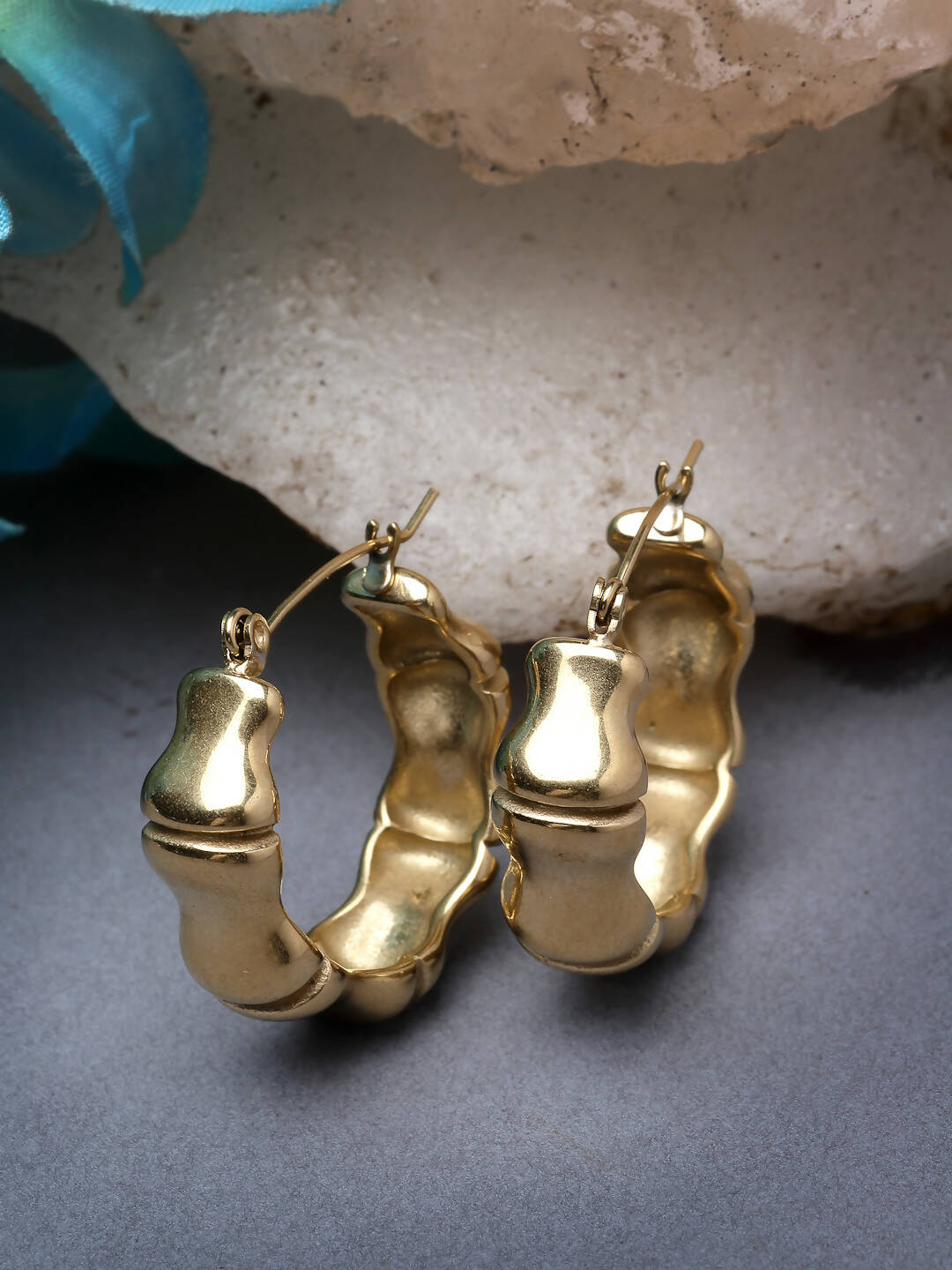 NVR Women Gold Circular Hoop Earrings | Swadesiicart