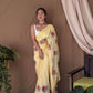 Vamsee Fana Yellow Georgette Silk Saree - Swadesiicart