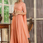 Janasya Peach Georgette Foil Print Lehenga Choli Dupatta | Swadesiicart