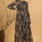 Juniper Women Black Chiffon Printed Flared Dress | Swadesiicart