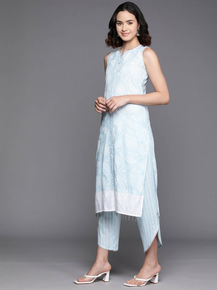 Ahalyaa Women's Traditional Wea Kurta Set - Aqua | Swadesiicart
