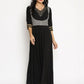 Ahalyaa Women's Black Crepe Printed Kurta | Swadesiicart