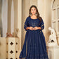 Jyoti Fashion Women's Blue Georgette Embroidered Anarkali Kurta Pant Set With Dupatta | Swadesiicart