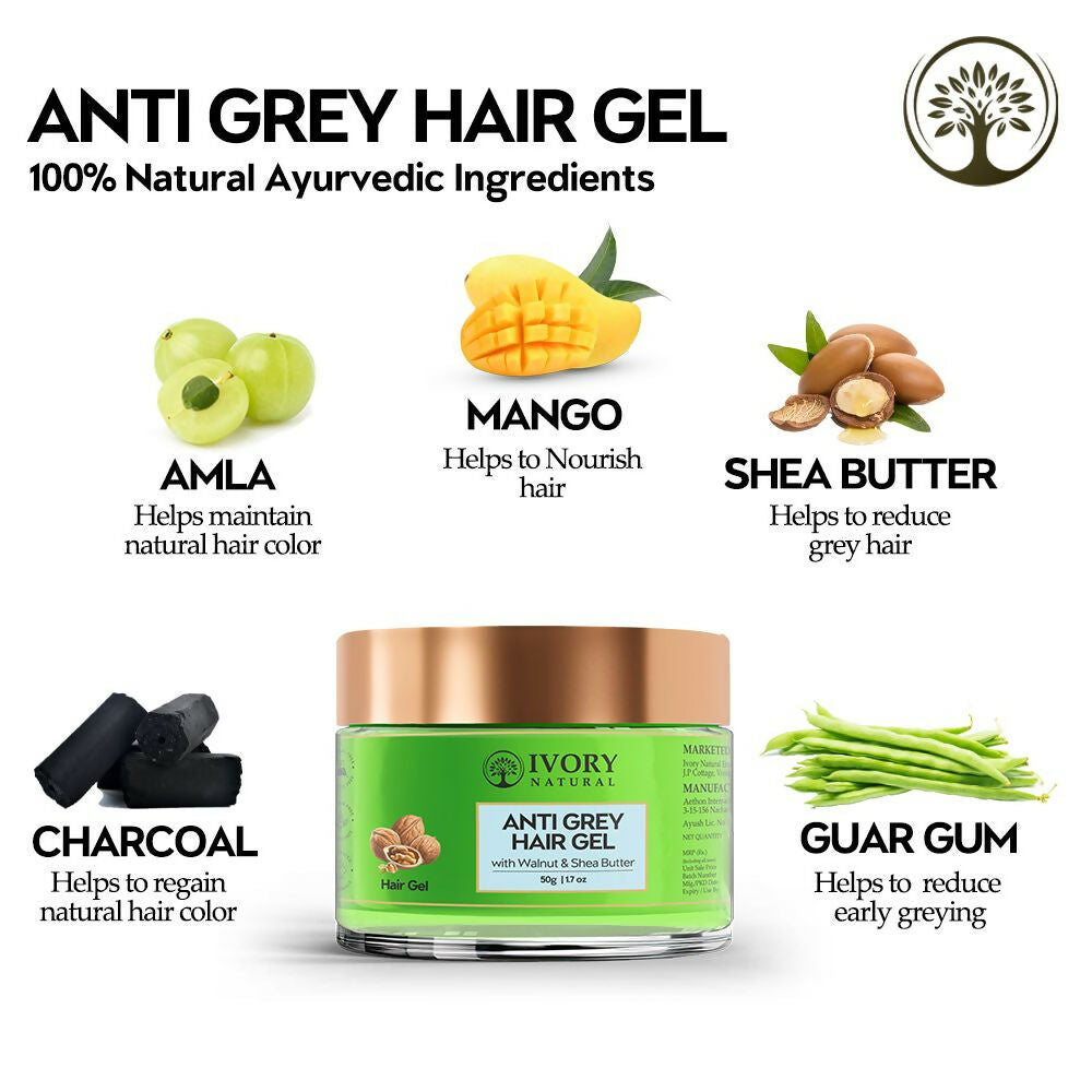 Ivory Natural Grey Gel For Hair Restore Natural Dark Shine And Luster | Swadesiicart