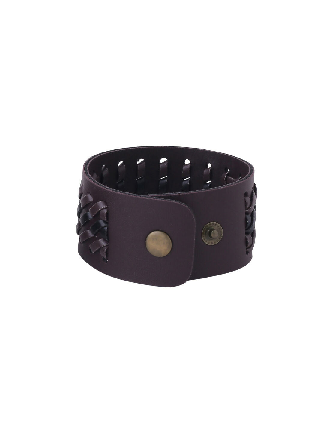 NVR Men's Set of 2 Brown Leather Bracelet - Swadesiicart