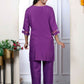 Miravan Women's Purple Solid Rayon Straight Co-Ord Set - Swadesiicart