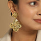 Nuyug 18k Gold-Plated Contemporary Molten Metallic Finish Floral Drop Dangler Earrings | Swadesiicart