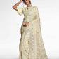 Vamsee White Organza Saree - Swadesiicart