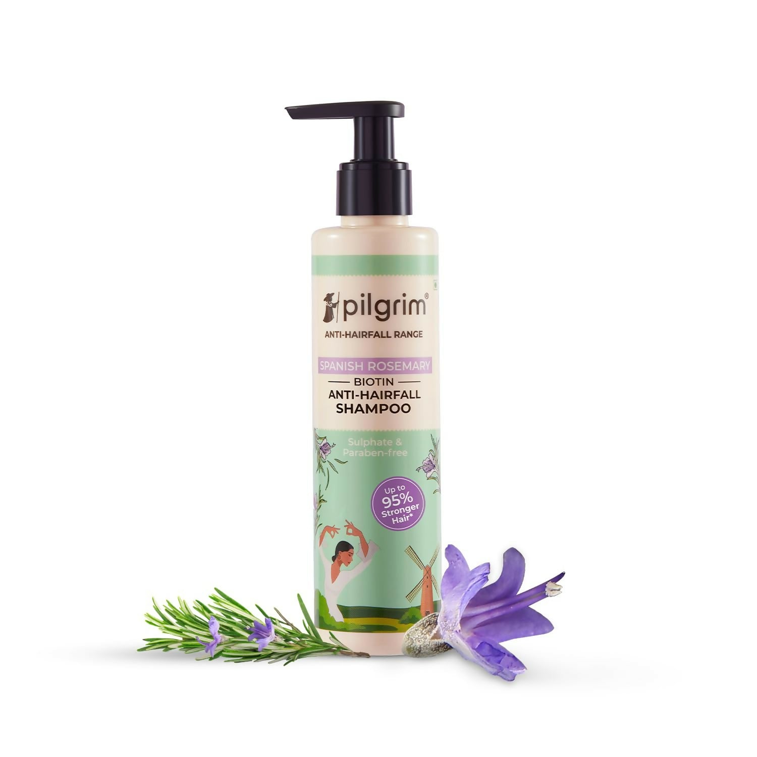 Pilgrim Spanish Rosemary & Biotin Anti Hairfall Shampoo For Reducing Hair Loss & Breakage - Pilgrim