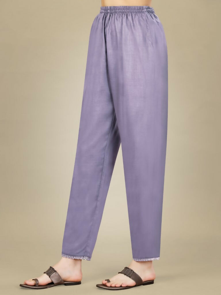 Jyoti Fashion Women's Lavender Silk Blend Embroidery & Sequence work Kurta with Trouser & Dupatta | Swadesiicart
