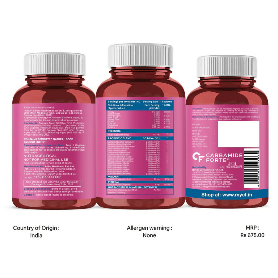 Carbamide Forte Probiotics Supplement 30 Billion Veg Capsules - Swadesiicart