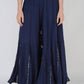 Mominos Fashion Navy Blue Viscose Rayon Flared Palazzo with Mirror Lace Work - Mominos Fashion