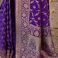 Joban Fashion Purple Crepe Chiffon Pure Handloom Banarasi Silk Saree | Swadesiicart