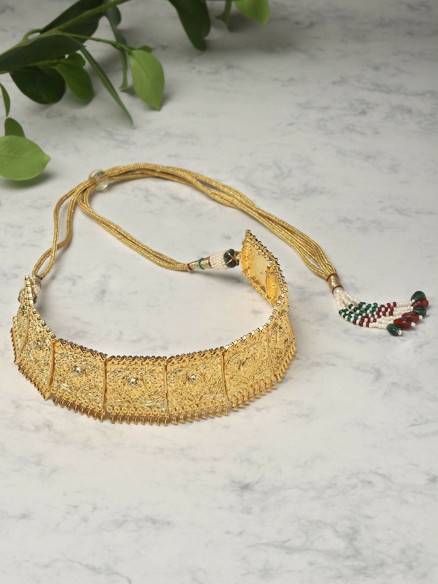 Golden Choker- Ruby Raang | Swadesiicart