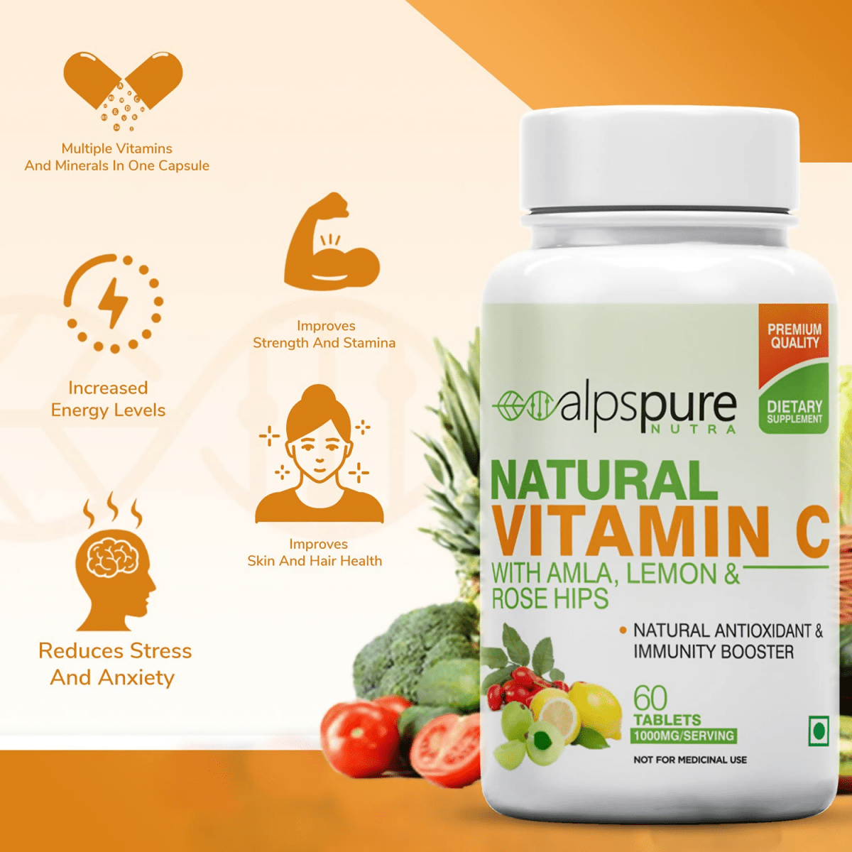 Alpspure Nutra Natural Vitamin C Tablets - Swadesiicart