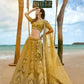 House of Panchhi Mustard Bridel Net Sequins, Moti, Mirror And Thread Embroidery Lehenga Choli & Dupatta | Swadesiicart