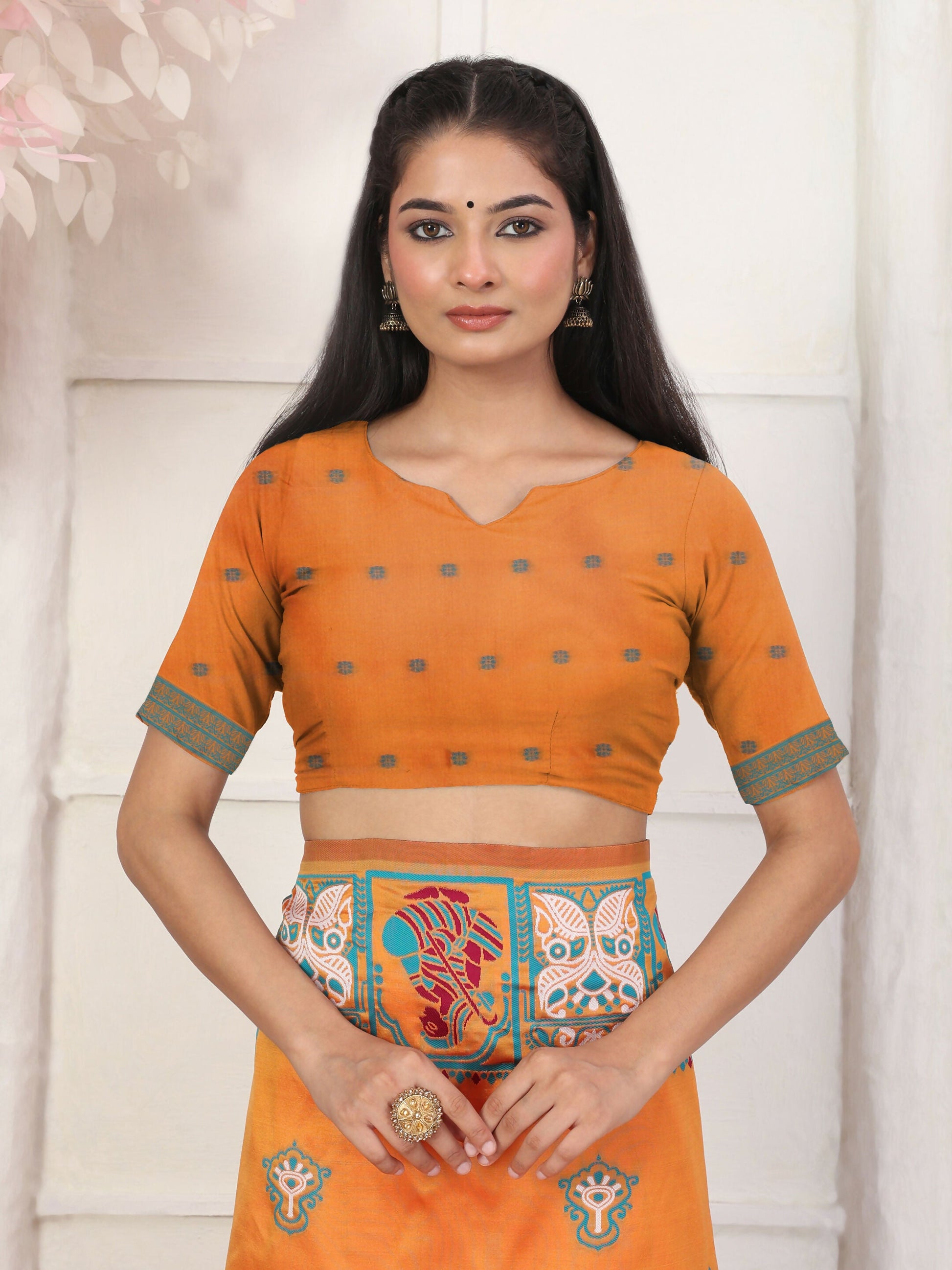 Shree Shyam Fashion Silk Blend Orange Saree