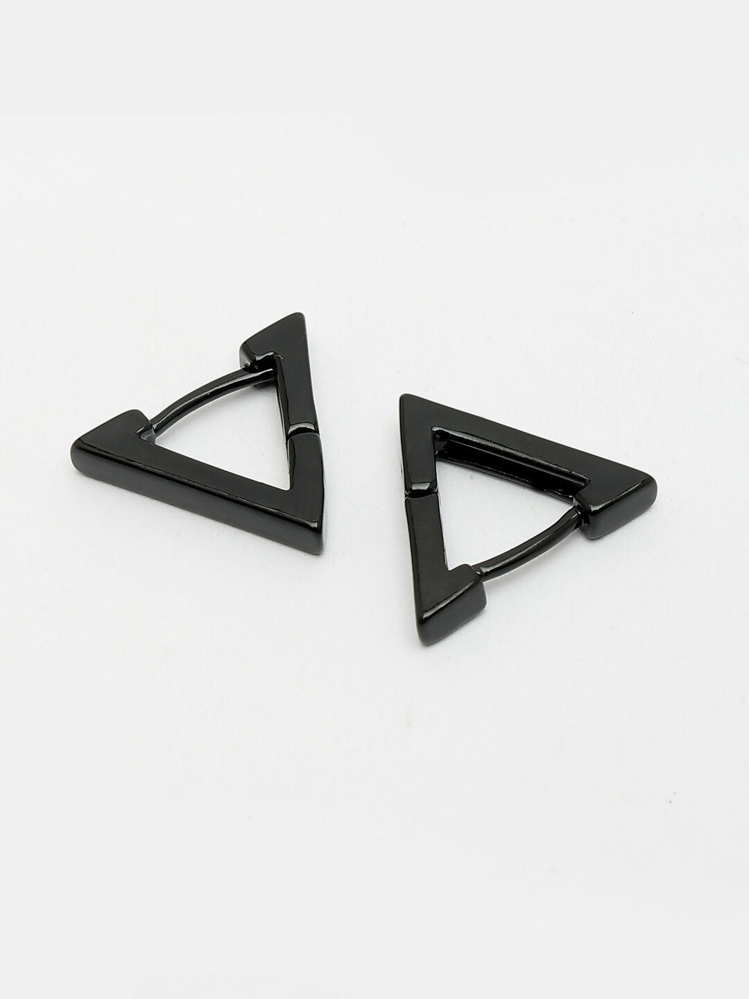 NVR Men's Black Rhodium-Plated Geometric Shape Stainless Steel Studs Earring | Swadesiicart