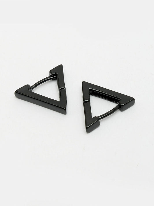 NVR Men's Black Rhodium-Plated Geometric Shape Stainless Steel Studs Earring | Swadesiicart