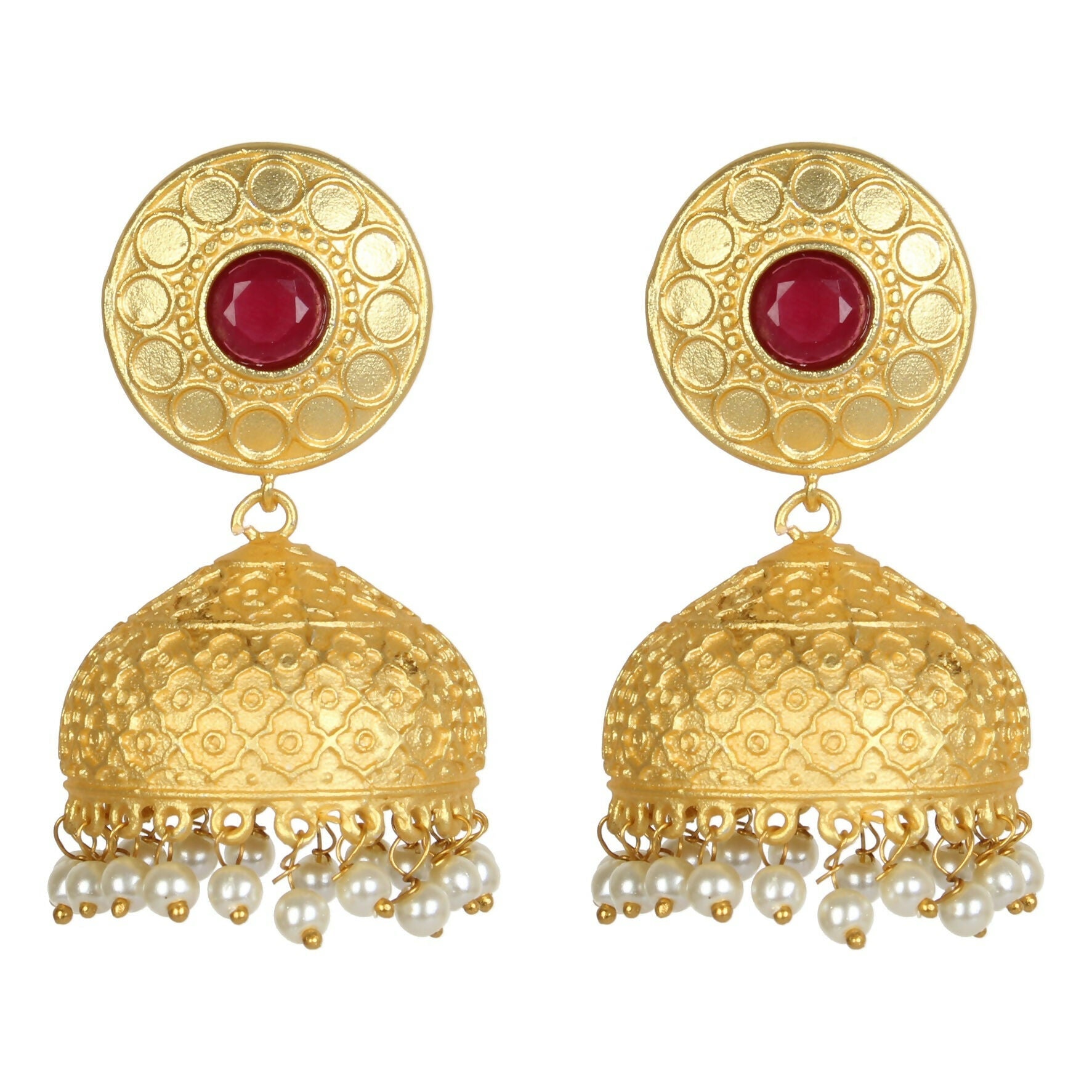 Joban Fashion Women Matte Gold Brass Jhumka | Swadesiicart