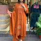 The52 Orange Women's Gorgeous Chanderi Fabric Embroidered Work Straight Kurta Pant and Dupatta Set - Swadesiicart