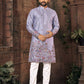Anaita Purple Multi Thread Work Silk Straight Kurta