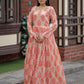 Jyoti Fashion Women's Peach Heavy Digital Printed Pure Chanderi Anarkali Dress | Swadesiicart