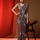 Brown Pure Georgette Sequence work Ready to wear Saree with stitched Blouse - Nirvana | Swadesiicart
